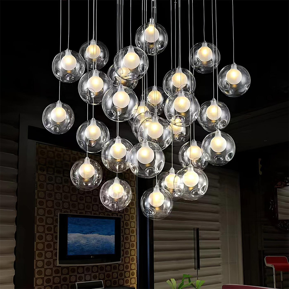 Arisha Multi-Heads Globe Cluster Chandelier Glass Dining Room Living Room
