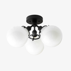 Pearl Glass White Mid Century Flush Ceiling Lamp
