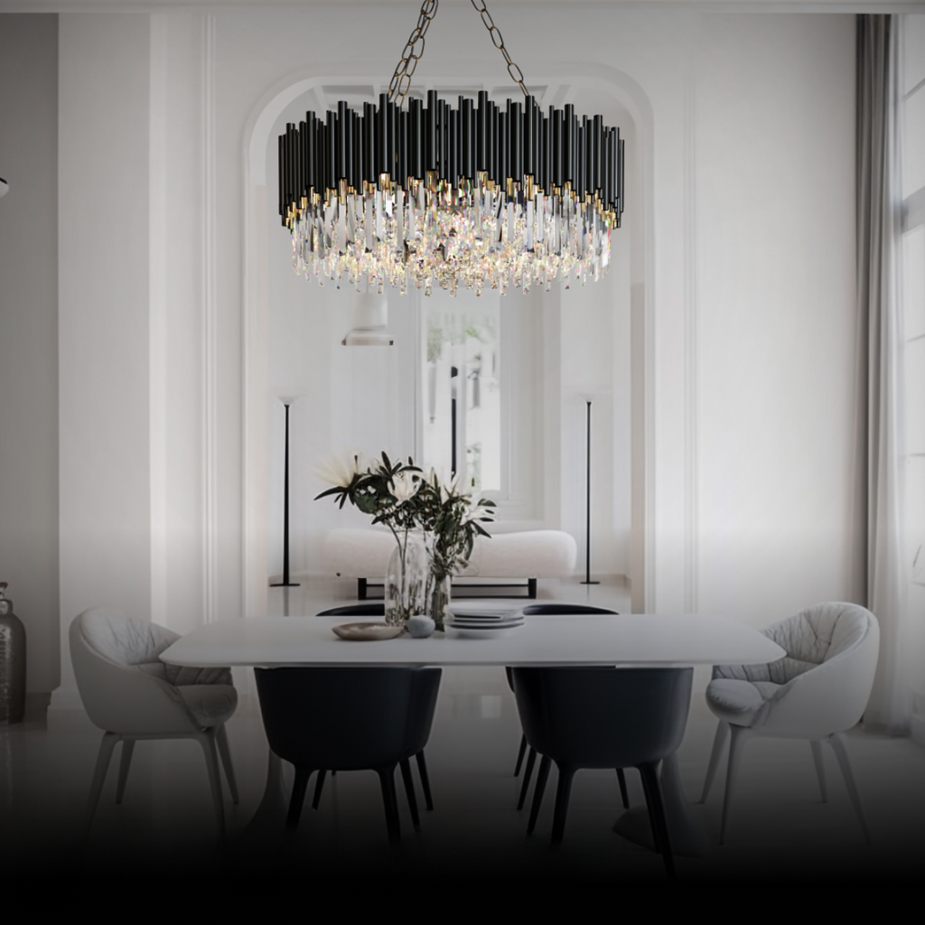 Kristy Industrial Cylindrical Glass Chandelier Living Room