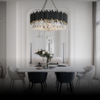 Kristy Industrial Cylindrical Glass Chandelier Living Room