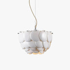 Arisha Wihte Art Deco Chandelier Light Fixture, Ceramic Leaf &