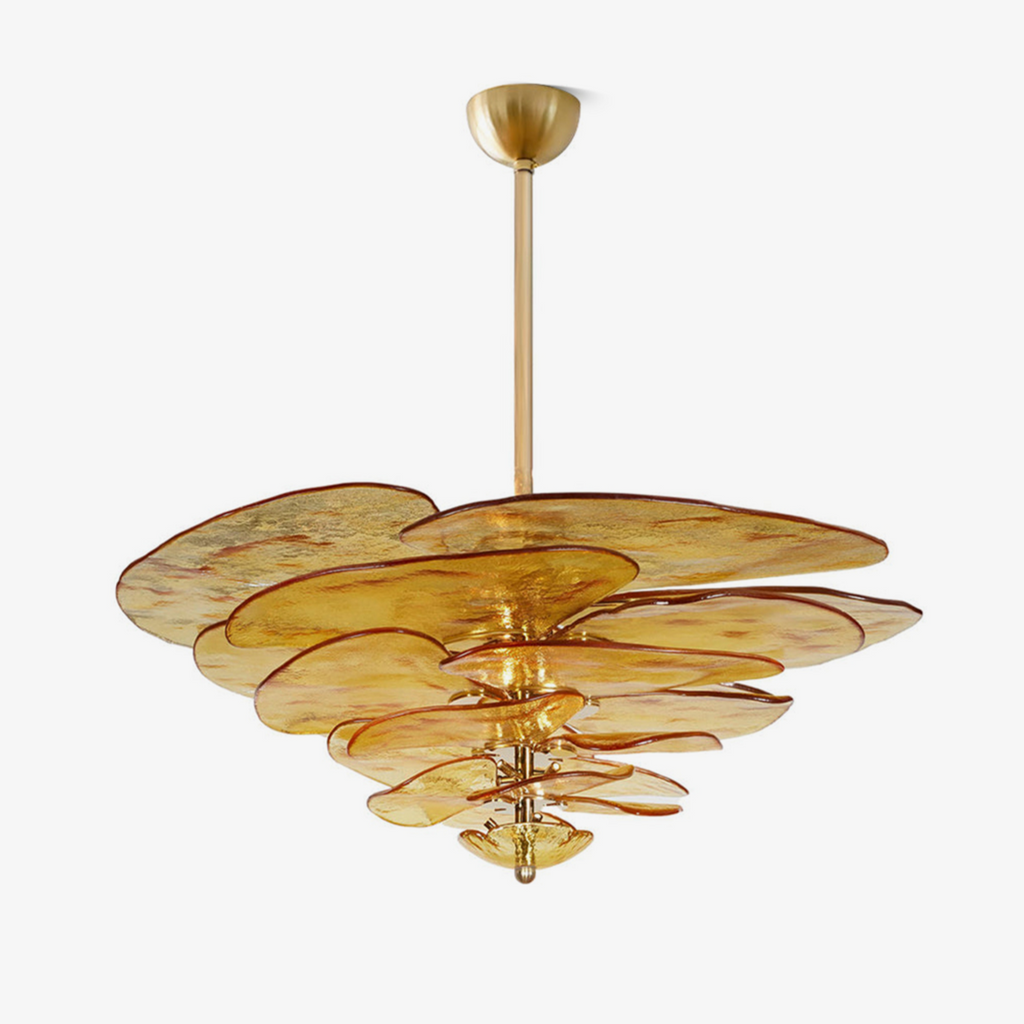 Aurora Chandelier Gold Murano Glass Petal Luxury
