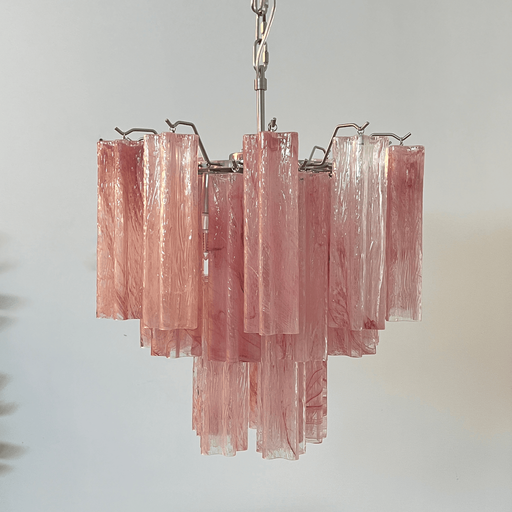 Aurora Chandelier Pink Glass Tubes Layered Modern