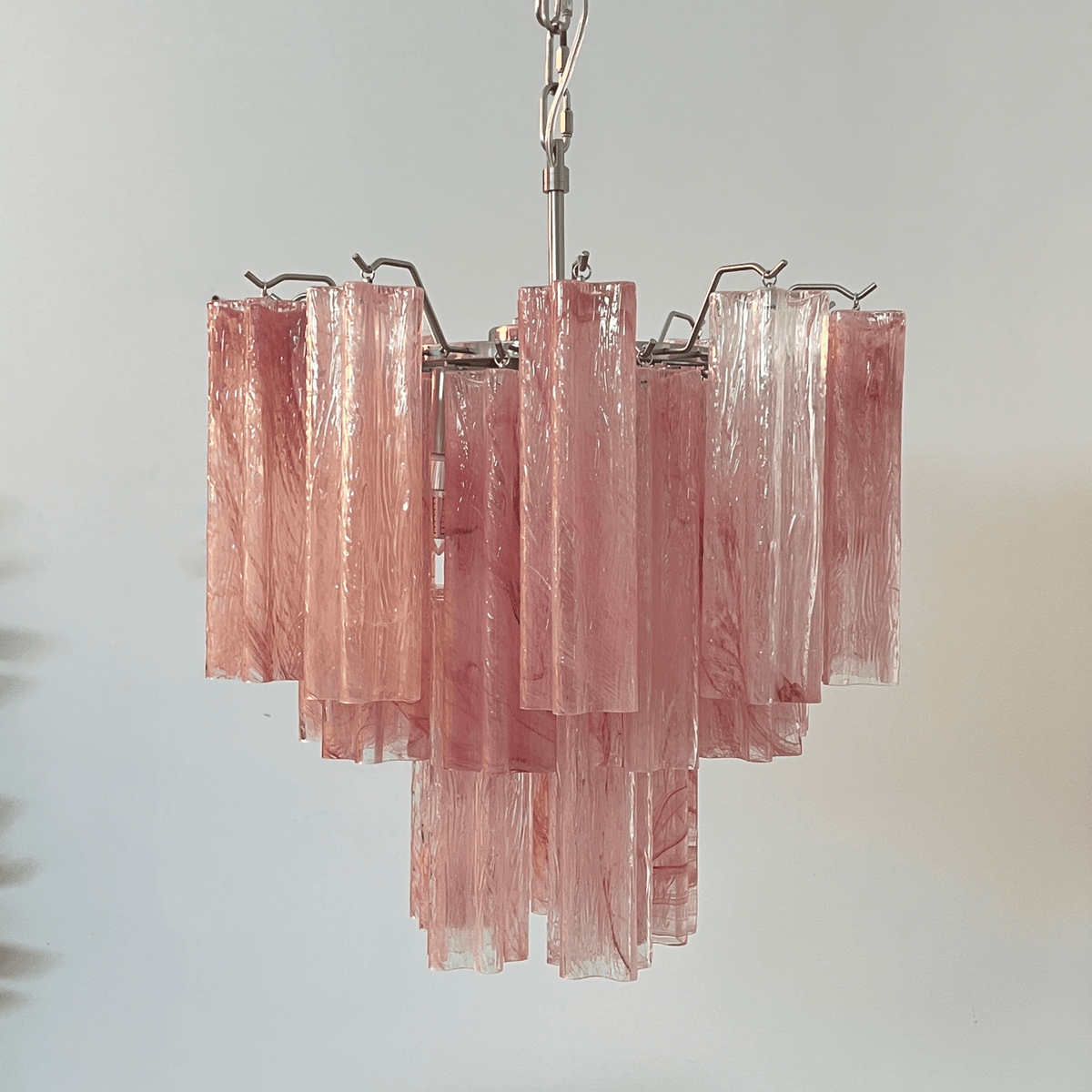 Aurora Chandelier Pink Glass Tubes Layered Modern
