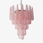 Aurora Chandelier Pink Droplet Murano Glass Diamond Pattern Waterfall