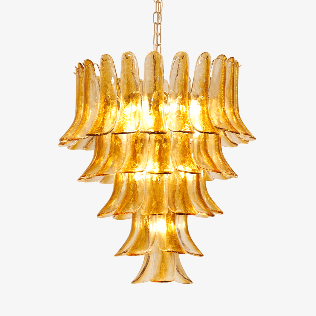 Aurora Chandelier Amber Lily Murano Glass Layered Centerpiece