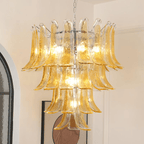 Aurora Chandelier Amber Lily Murano Glass Layered Centerpiece