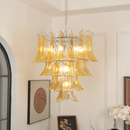 Aurora Chandelier Amber Lily Murano Glass Layered Centerpiece