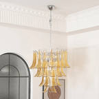 Aurora Chandelier Amber Lily Murano Glass Layered Centerpiece