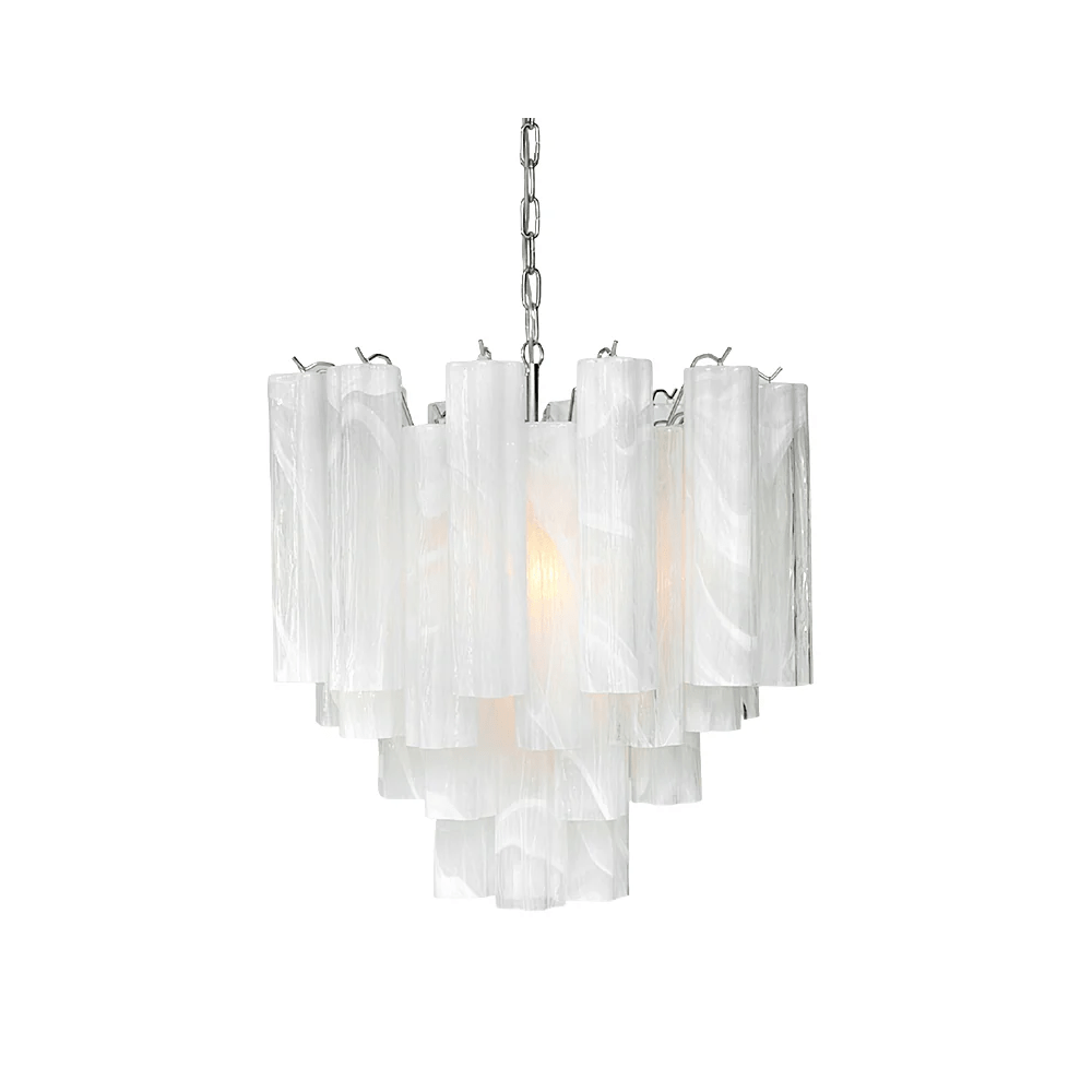 Aurora Chandelier Frosted Glass Tubes Layered Minimalist