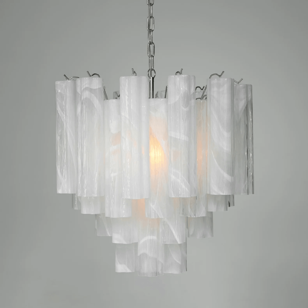 Aurora Chandelier Frosted Glass Tubes Layered Minimalist