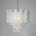 Aurora Chandelier Frosted Glass Tubes Layered Minimalist