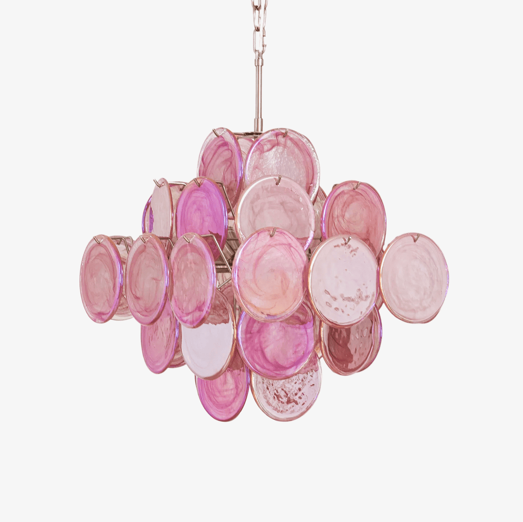 Aurora Chandelier Pink Glass Disc Layered Romantic