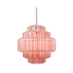 Aurora Chandelier Pink Glass Tube Layered Diamond