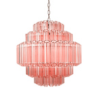 Aurora Chandelier Pink Glass Tube Layered Diamond