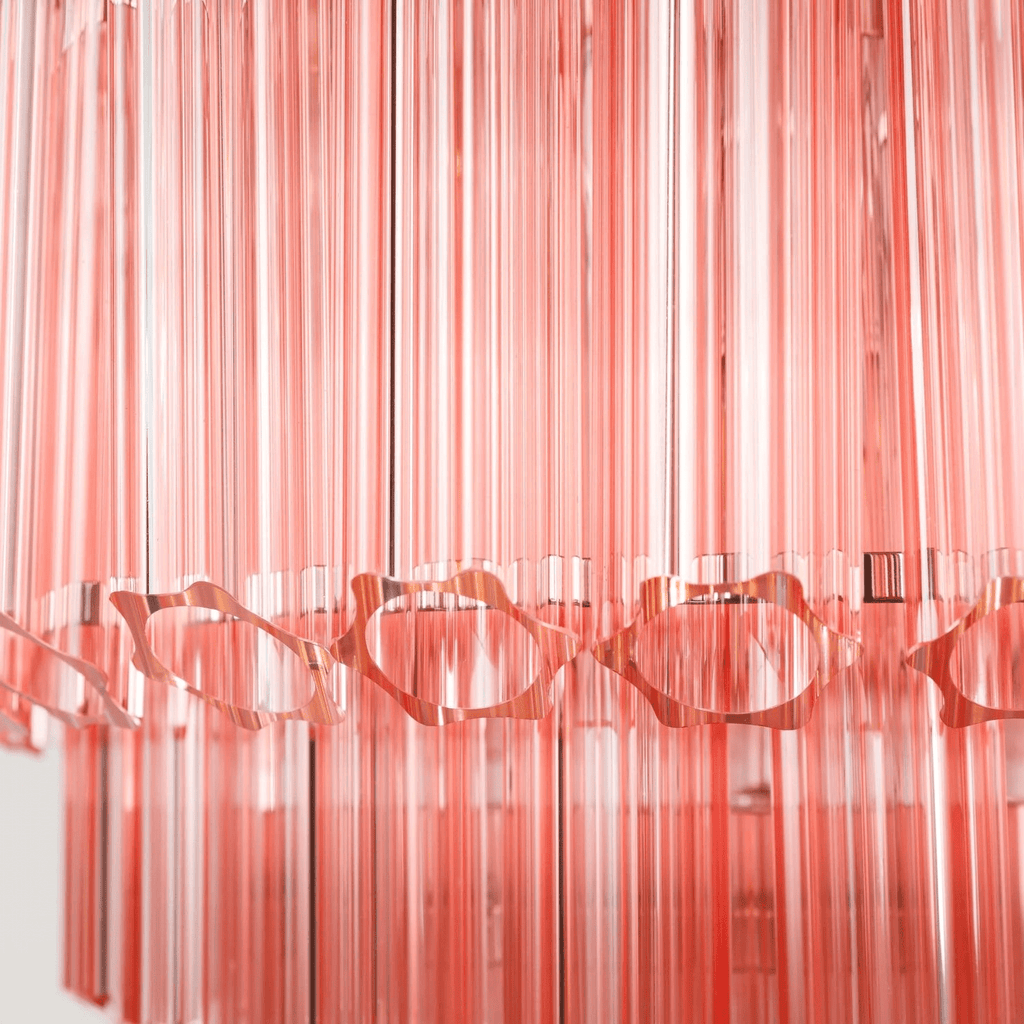 Aurora Chandelier Pink Glass Tube Layered Diamond