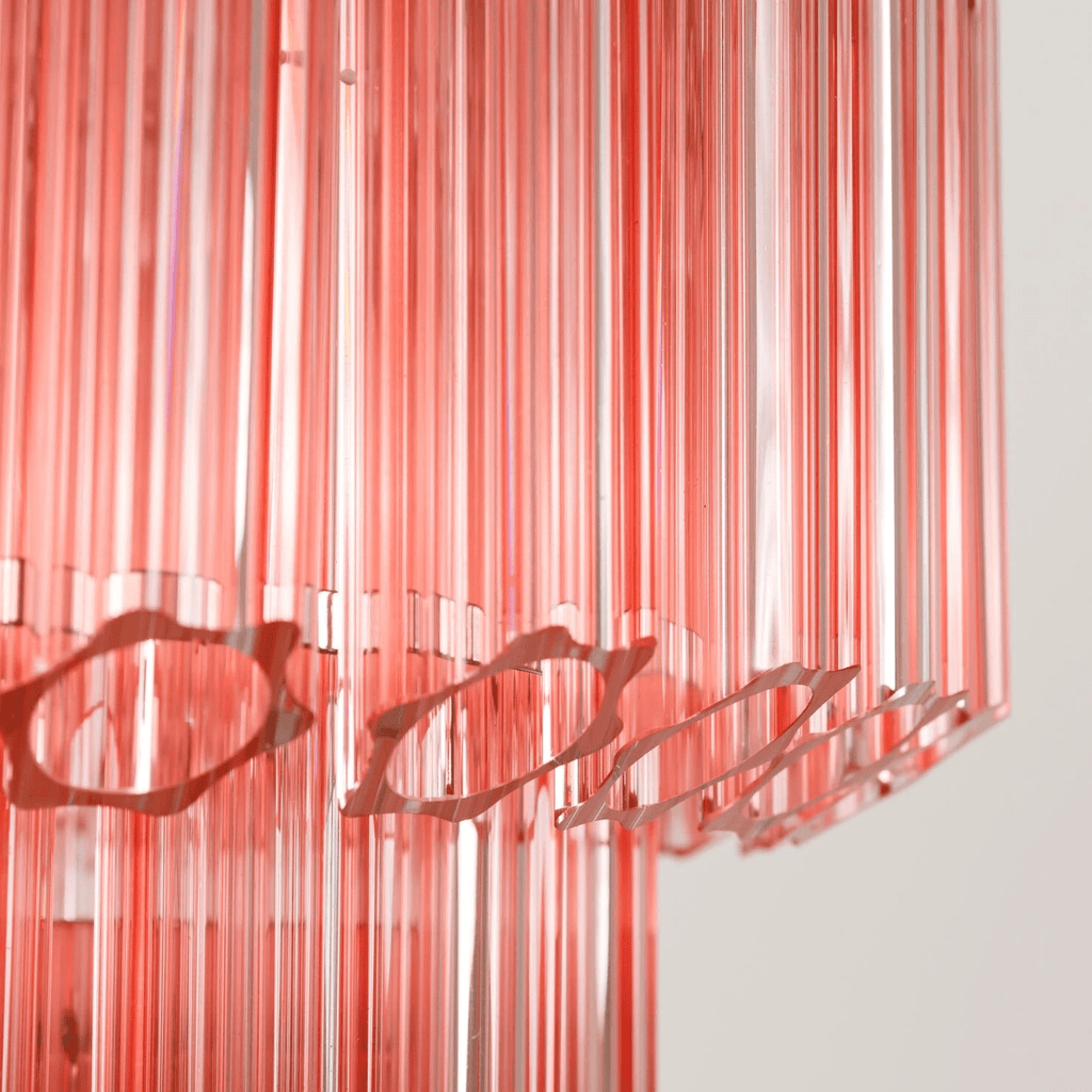 Aurora Chandelier Pink Glass Tube Layered Diamond