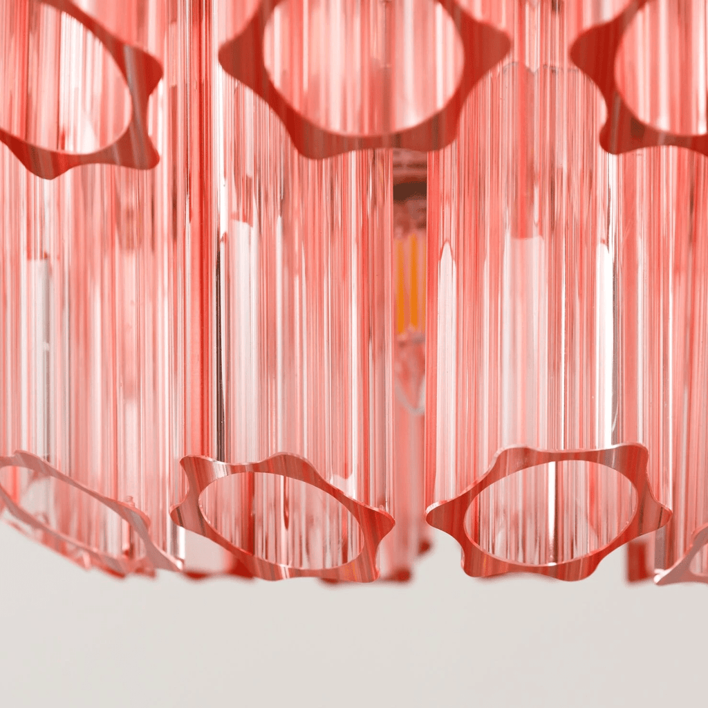 Aurora Chandelier Pink Glass Tube Layered Diamond