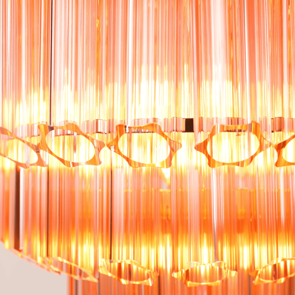 Aurora Chandelier Pink Glass Tube Layered Diamond