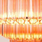 Aurora Chandelier Pink Glass Tube Layered Diamond