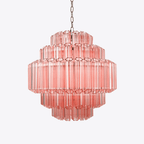 Aurora Chandelier Pink Glass Tube Layered Diamond