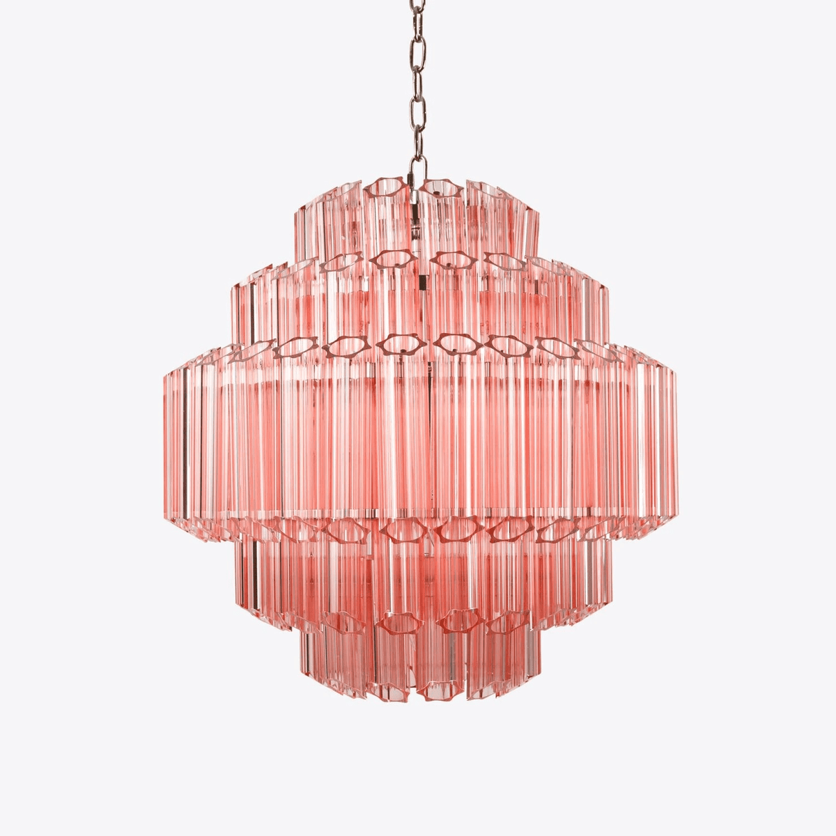 Aurora Chandelier Pink Glass Tube Layered Diamond