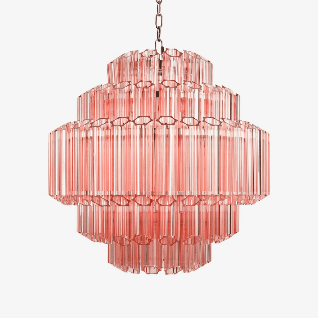 Aurora Chandelier Pink Glass Tube Layered Diamond