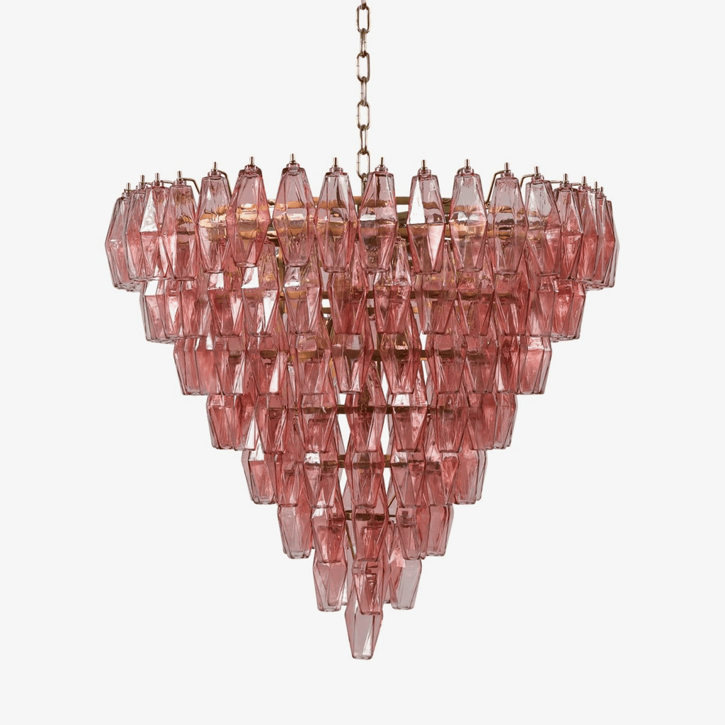 Aurora Chandelier Pink Faceted Glass Layered Vintage