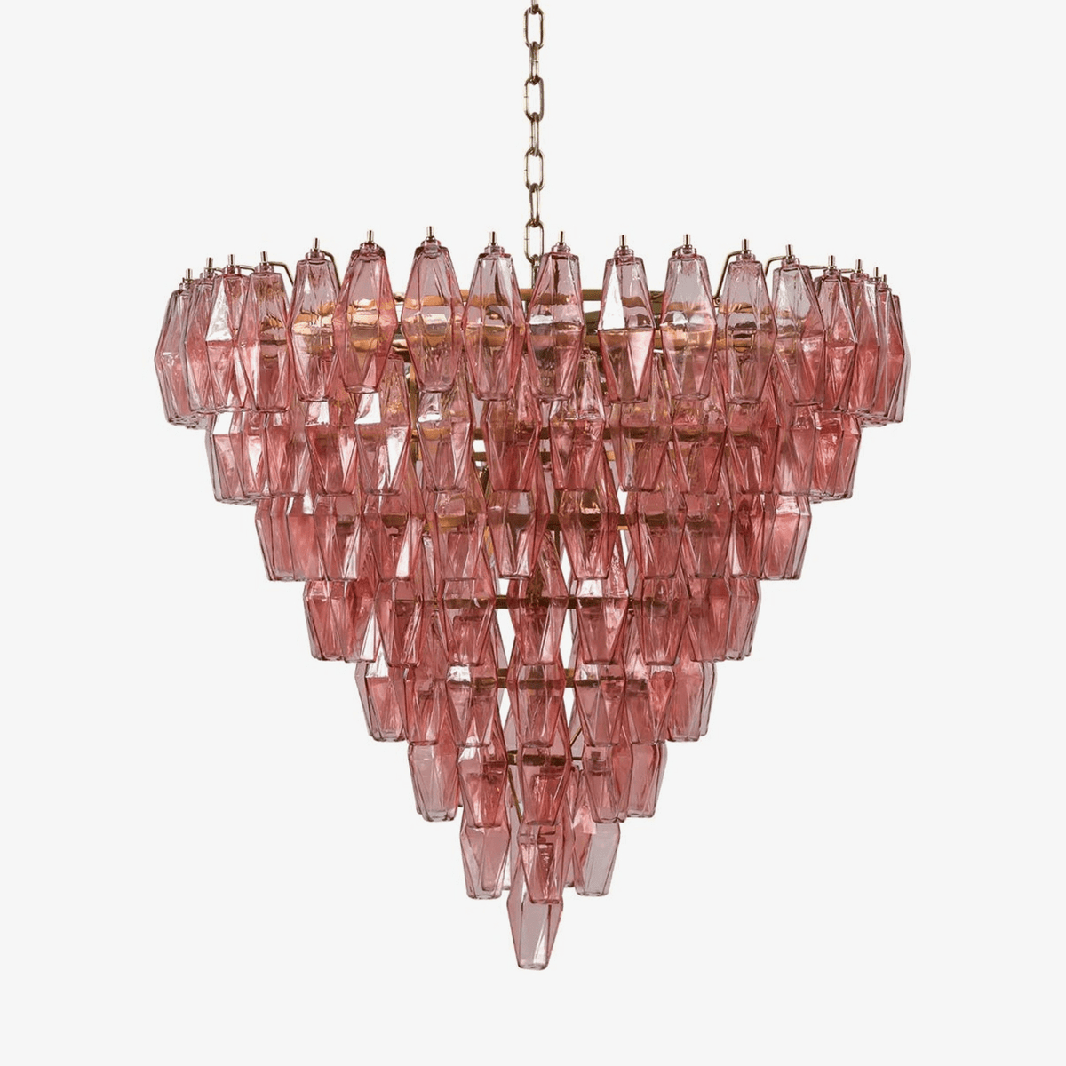 Aurora Chandelier Pink Faceted Glass Layered Vintage