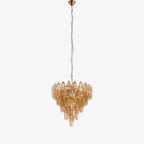 Aurora Chandelier Pink Faceted Glass Layered Vintage