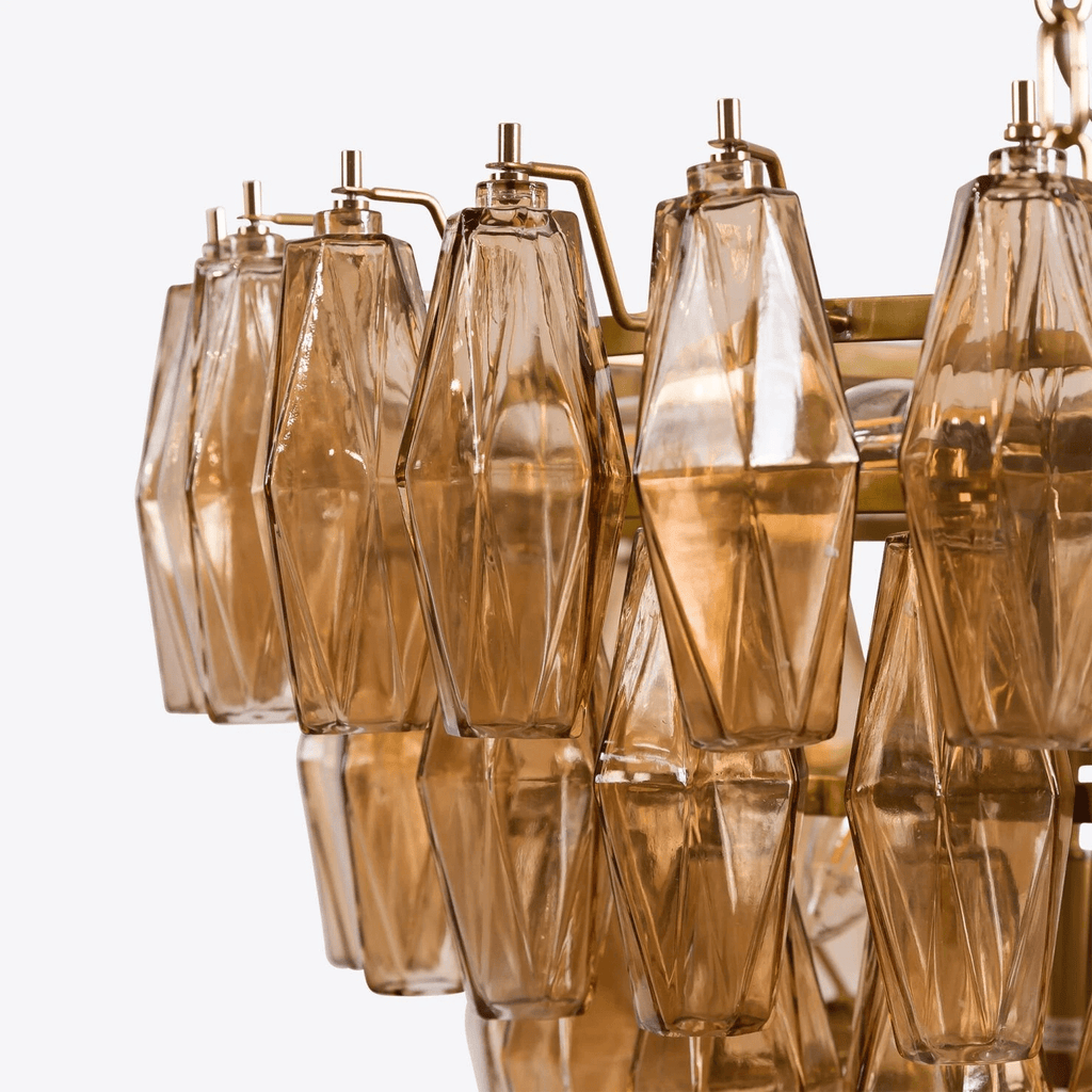 Aurora Chandelier Pink Faceted Glass Layered Vintage