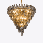 Aurora Chandelier Pink Faceted Glass Layered Vintage