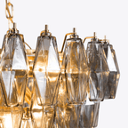 Aurora Chandelier Pink Faceted Glass Layered Vintage