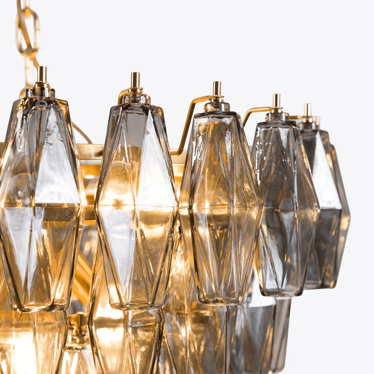 Aurora Chandelier Pink Faceted Glass Layered Vintage