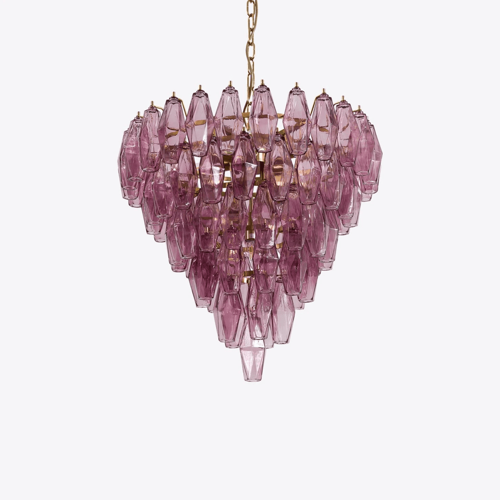 Aurora Chandelier Pink Faceted Glass Layered Vintage
