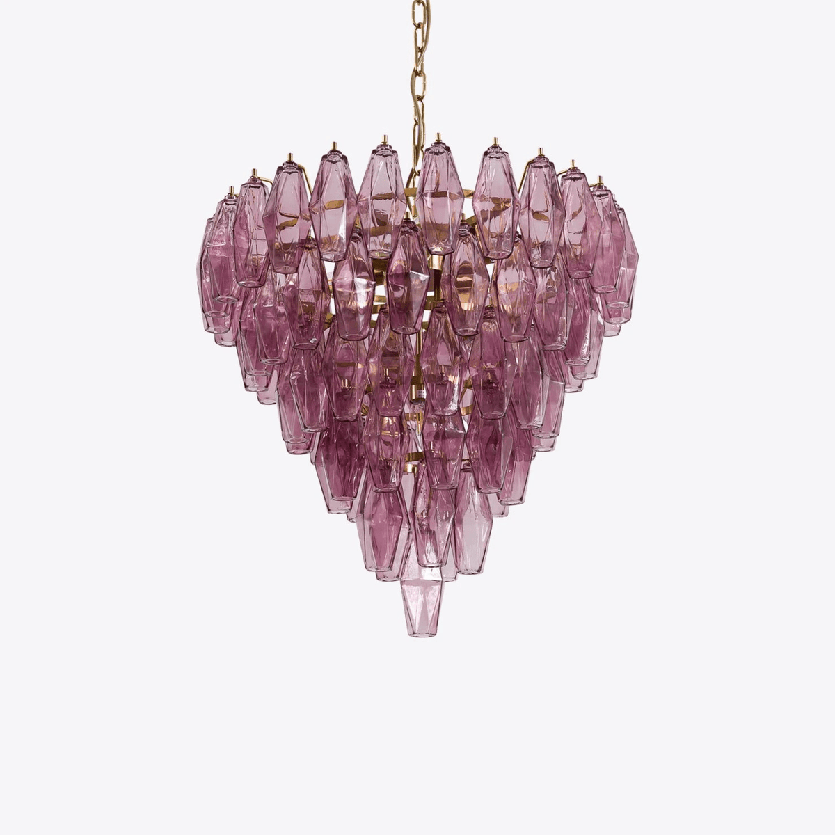 Aurora Chandelier Pink Faceted Glass Layered Vintage
