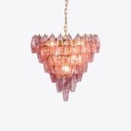 Aurora Chandelier Pink Faceted Glass Layered Vintage