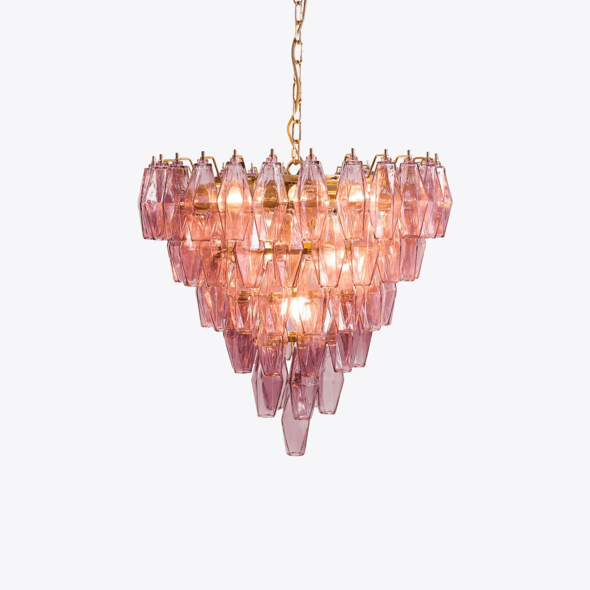 Aurora Chandelier Pink Faceted Glass Layered Vintage