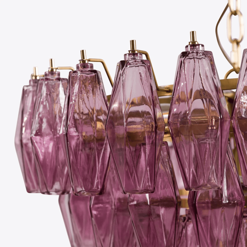 Aurora Chandelier Pink Faceted Glass Layered Vintage