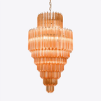 Aurora Chandelier Amber Diamond Glass Layered Retro