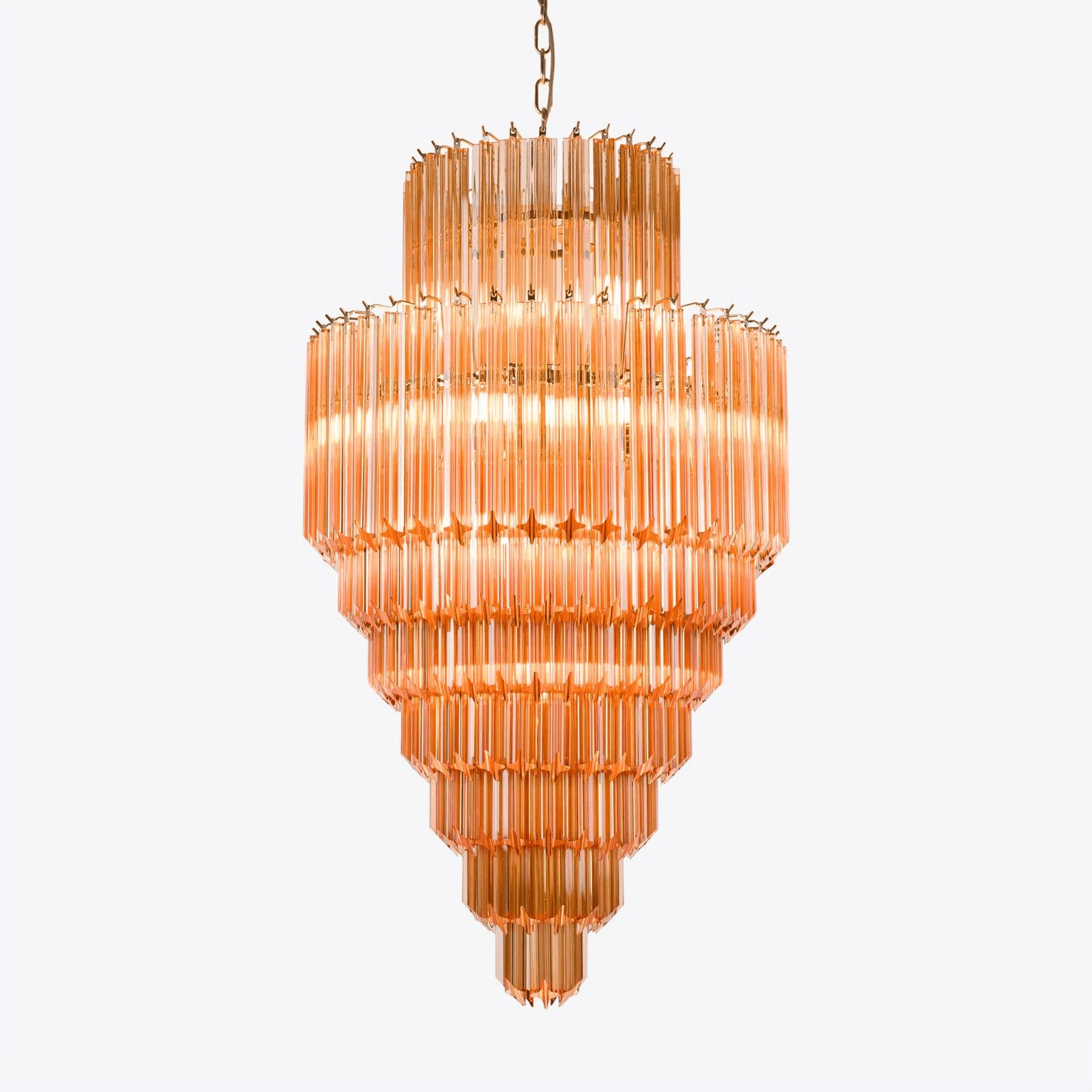 Aurora Chandelier Amber Diamond Glass Layered Retro