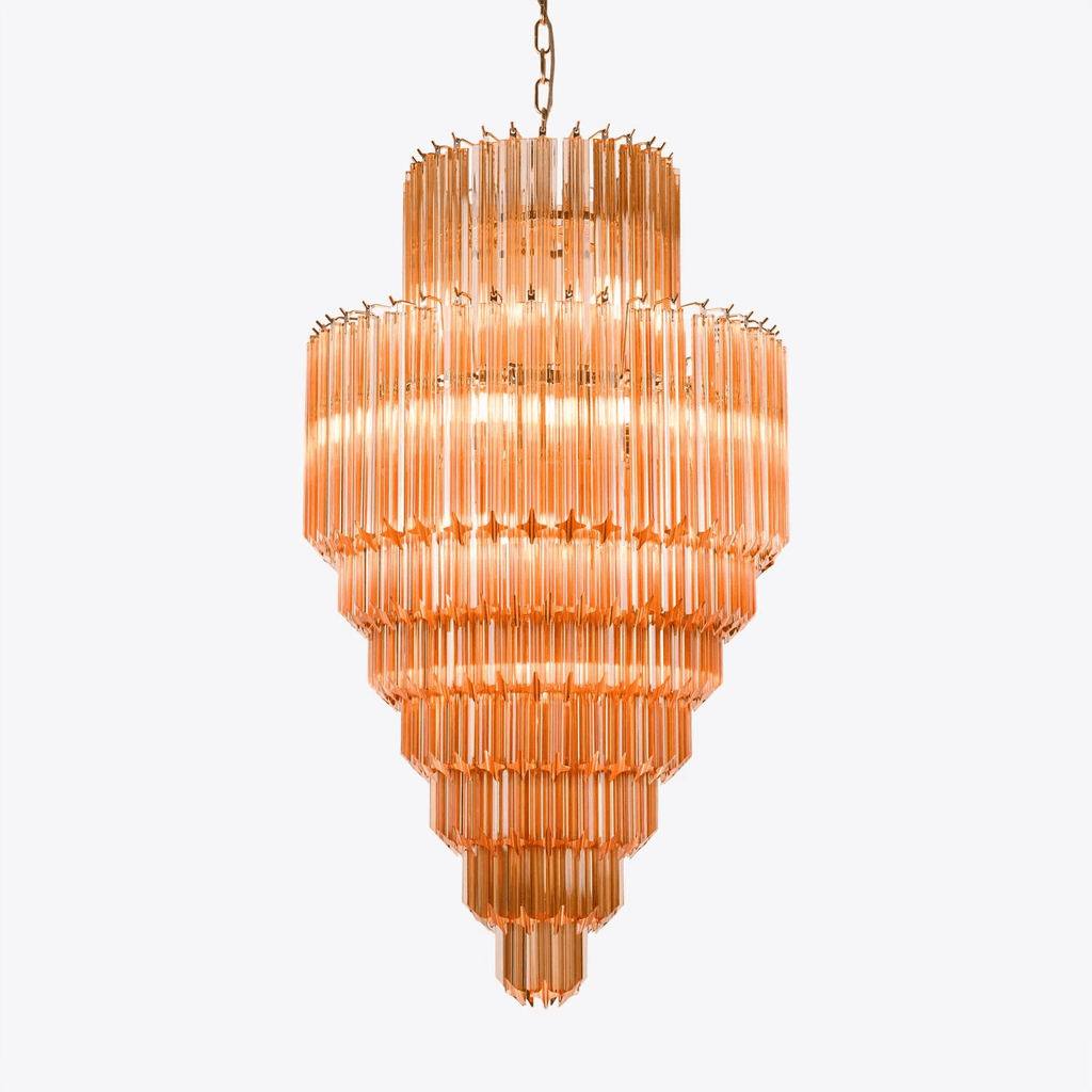 Aurora Chandelier Amber Diamond Glass Layered Retro