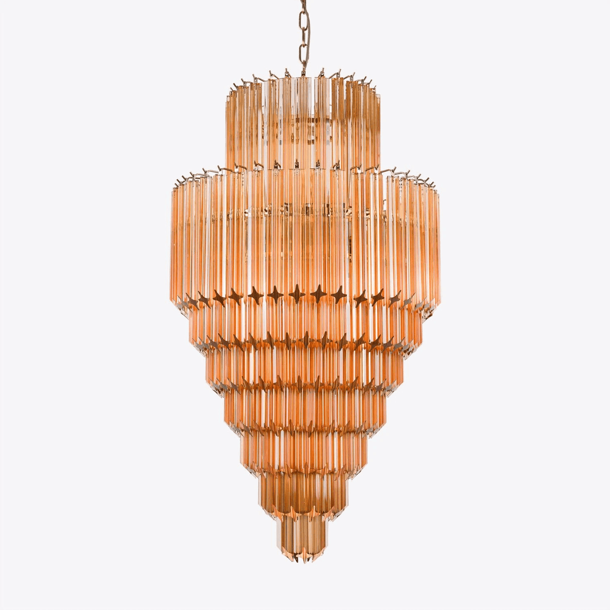 Aurora Chandelier Amber Diamond Glass Layered Retro