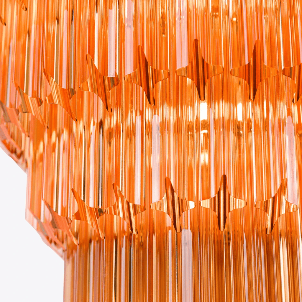 Aurora Chandelier Amber Diamond Glass Layered Retro