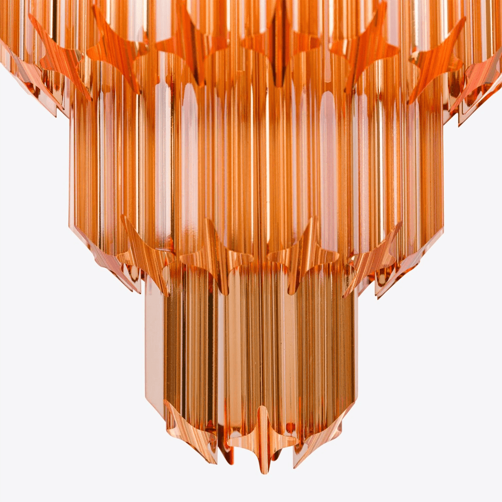 Aurora Chandelier Amber Diamond Glass Layered Retro