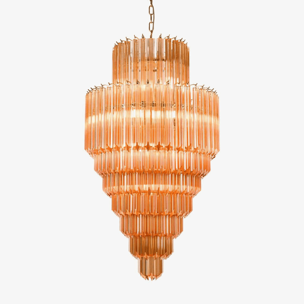 Aurora Chandelier Amber Diamond Glass Layered Retro