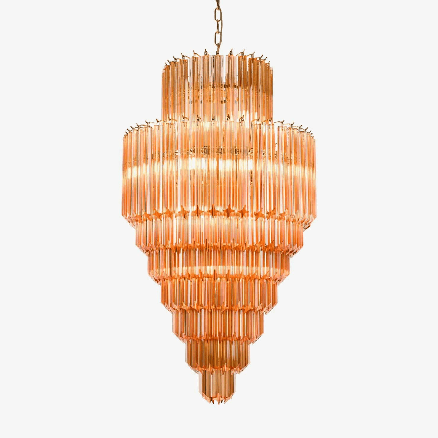 Aurora Chandelier Amber Diamond Glass Layered Retro