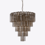 Aurora Chandelier Five Tier Fluted Glass Grande Mid Century