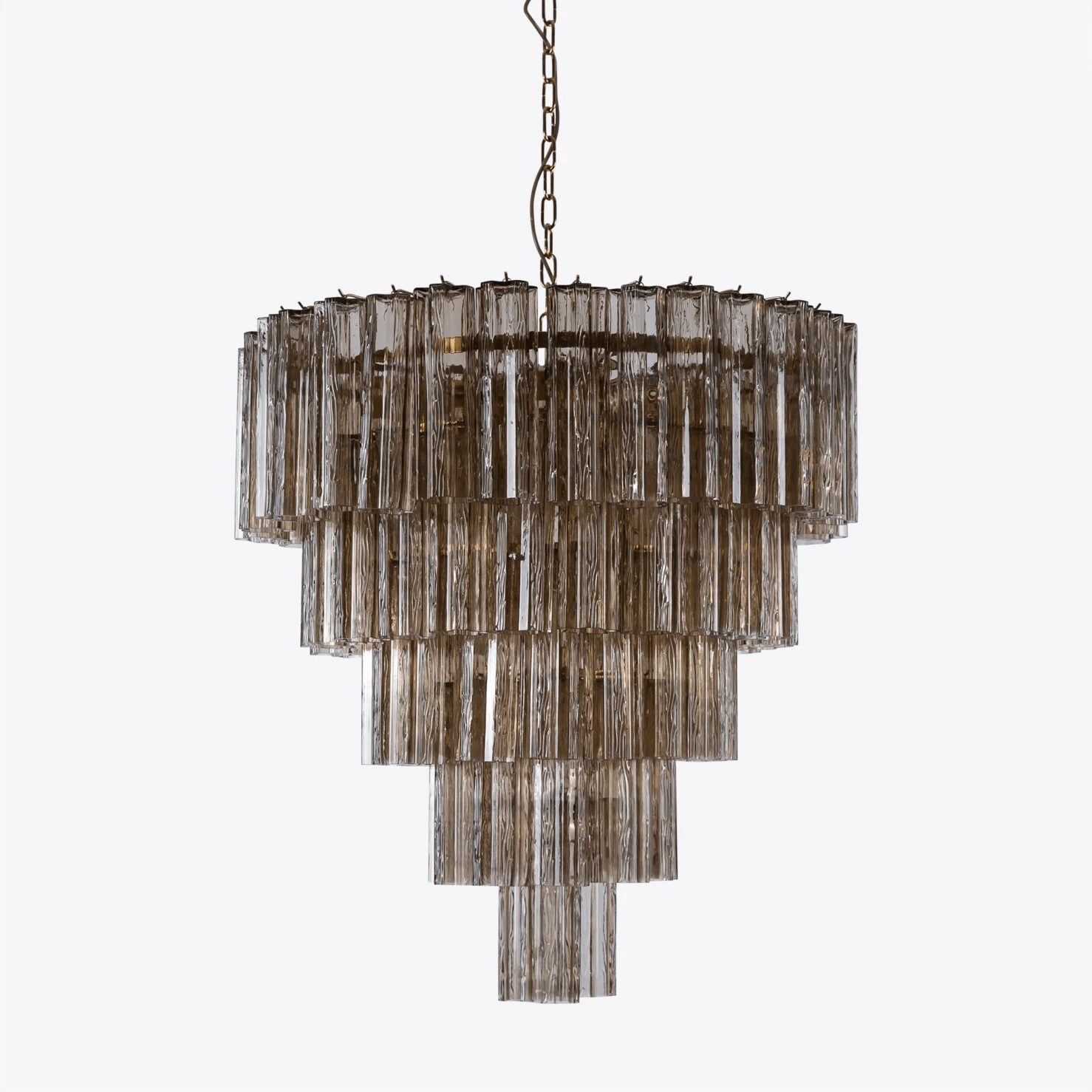 Aurora Chandelier Five Tier Fluted Glass Grande Mid Century