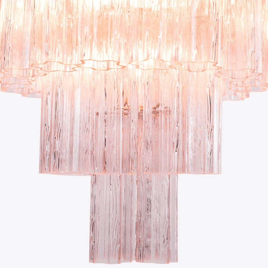 Aurora Chandelier Five Tier Fluted Glass Grande Mid Century